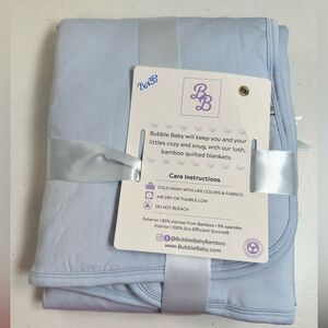 NWT Bubble Baby Bamboo Quilted Blanket - Light Blue - Size 26 x 35